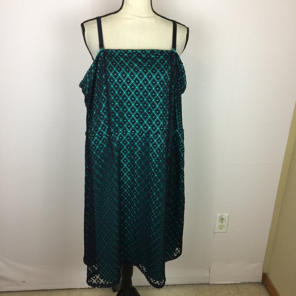 Lane Bryant Lace Overlay Dress Size 20 Womans Navy Square Neck Removable Straps